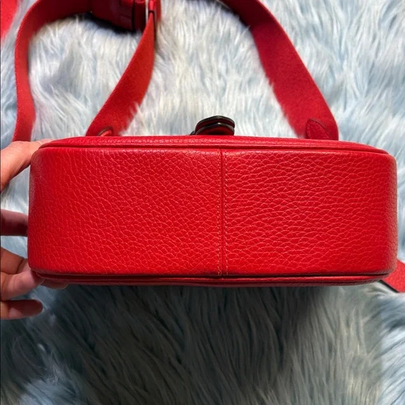 Coach Amelia Pebble Leather Saddle Bag Red - Picture 4 of 11